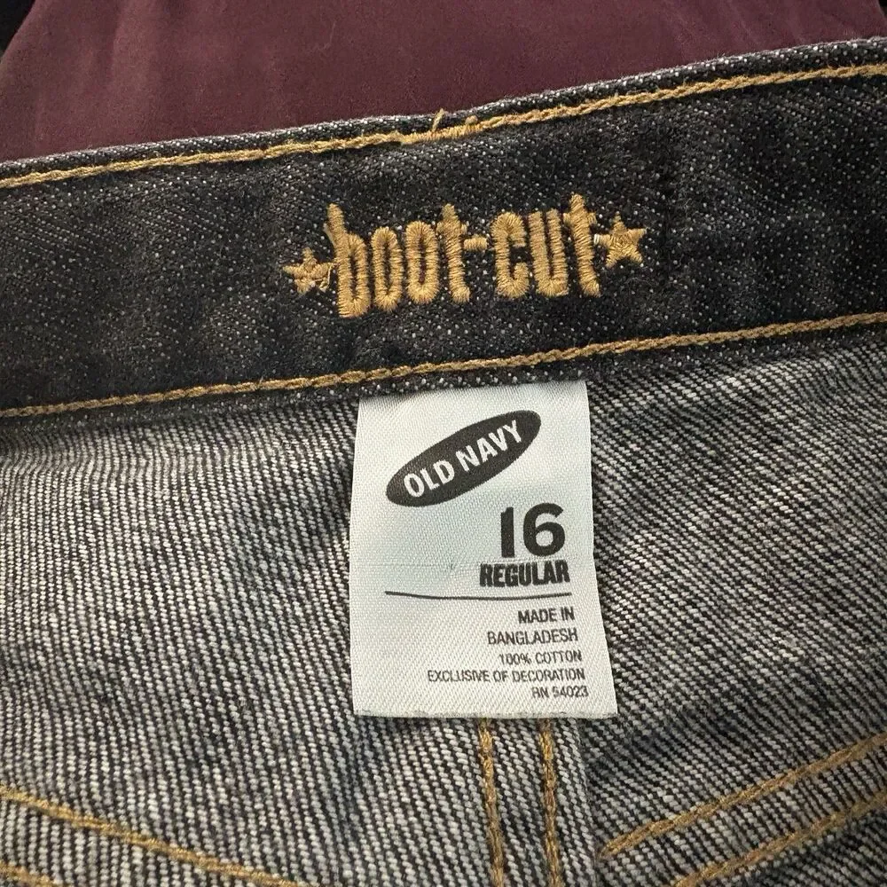 Old Navy Bootcut Jeans Kids 16 Regular Dark Wash Adjust-to-Fit Classic Denim